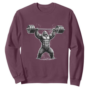 Funny Gym Bigfoot Sweatshirt Weightlifting Workout TS10 Maroon Print Your Wear