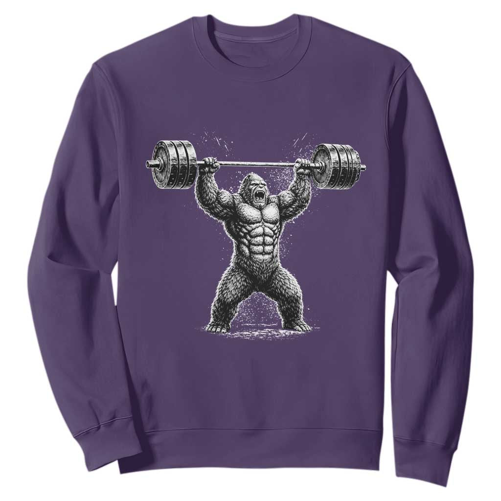 Funny Gym Bigfoot Sweatshirt Weightlifting Workout TS10 Purple Print Your Wear
