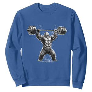Funny Gym Bigfoot Sweatshirt Weightlifting Workout TS10 Royal Blue Print Your Wear