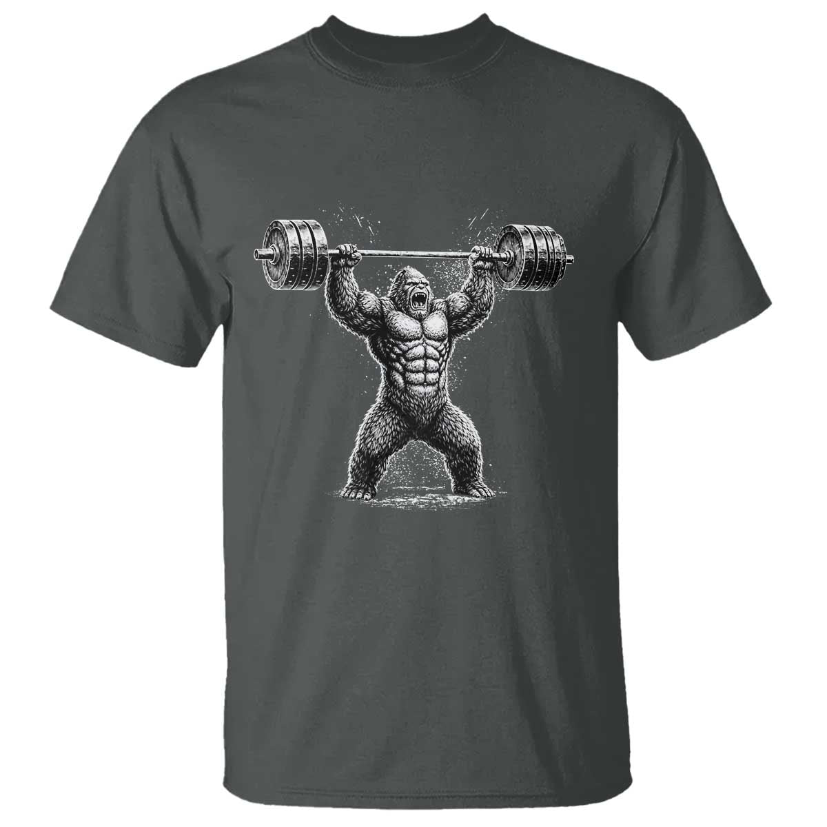 Funny Gym Bigfoot T Shirt Weightlifting Workout TS10 Dark Heather Print Your Wear
