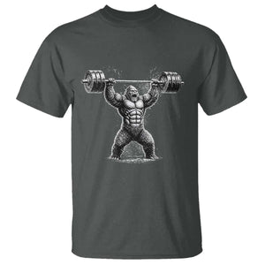 Funny Gym Bigfoot T Shirt Weightlifting Workout TS10 Dark Heather Print Your Wear