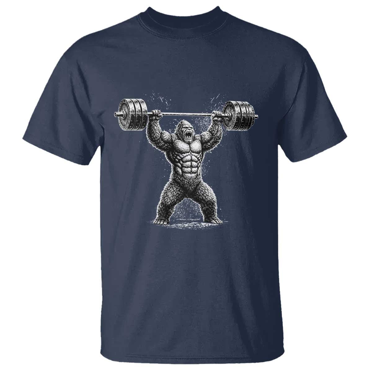 Funny Gym Bigfoot T Shirt Weightlifting Workout TS10 Navy Print Your Wear