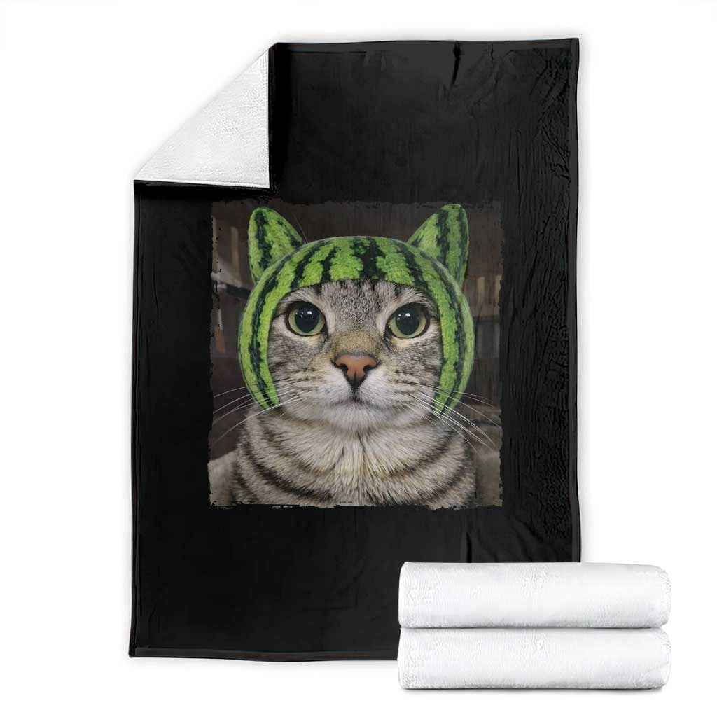 Watermelon Cat Silly Cat Meme Throw Blanket TS10 Black Print Your Wear