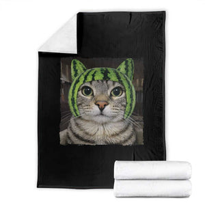 Watermelon Cat Silly Cat Meme Throw Blanket TS10 Black Print Your Wear