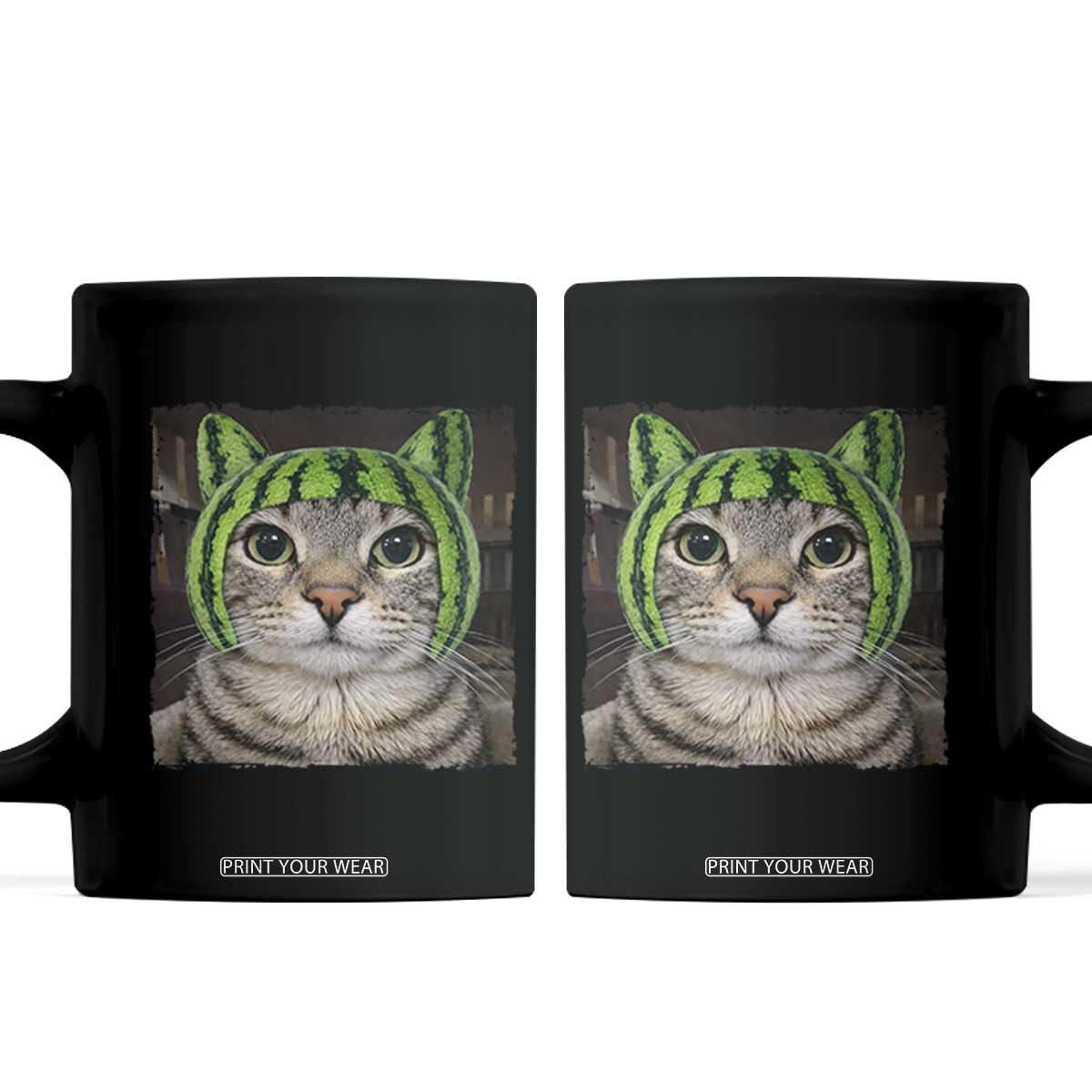 Watermelon Cat Silly Cat Meme Coffee Mug TS10 Black Print Your Wear