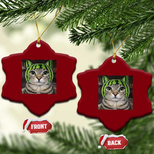 Watermelon Cat Silly Cat Meme Ceramic Ornament TS10 Print Your Wear