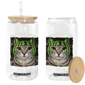 Watermelon Cat Silly Cat Meme Glass Can TS10 Print Your Wear