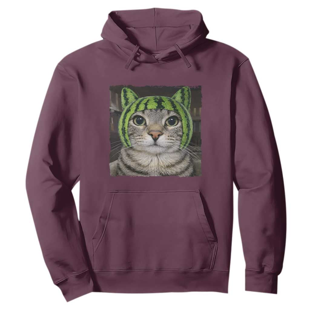 Watermelon Cat Silly Cat Meme Hoodie TS10 Maroon Print Your Wear