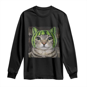 Watermelon Cat Silly Cat Meme Long Sleeve Shirt TS10 Black Print Your Wear