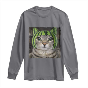 Watermelon Cat Silly Cat Meme Long Sleeve Shirt TS10 Charcoal Print Your Wear