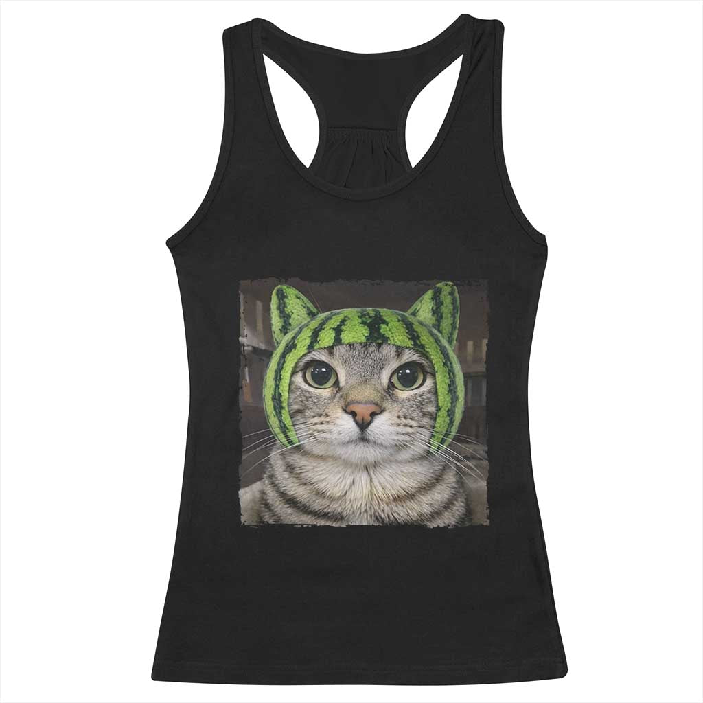 Watermelon Cat Silly Cat Meme Racerback Tank Top TS10 Black Print Your Wear
