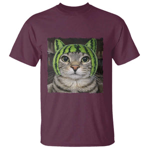 Watermelon Cat Silly Cat Meme T Shirt TS10 Maroon Print Your Wear