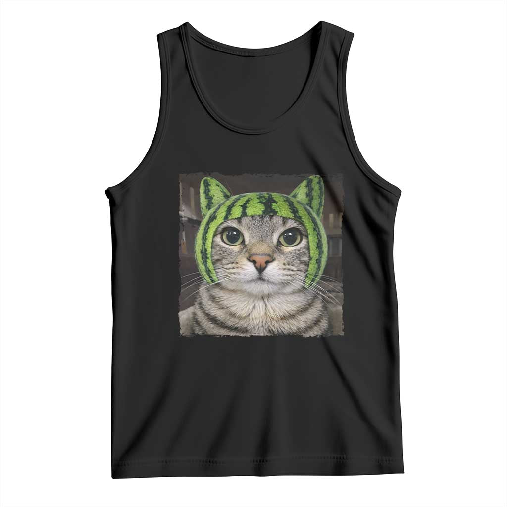 Watermelon Cat Silly Cat Meme Tank Top TS10 Black Print Your Wear