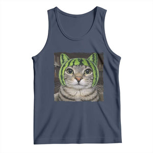 Watermelon Cat Silly Cat Meme Tank Top TS10 Navy Print Your Wear