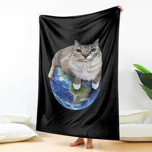 Earth Cat Silly Cat Meme Throw Blanket TS10 Print Your Wear