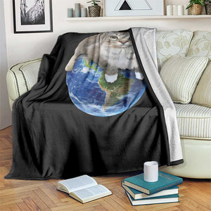 Earth Cat Silly Cat Meme Throw Blanket TS10 Print Your Wear