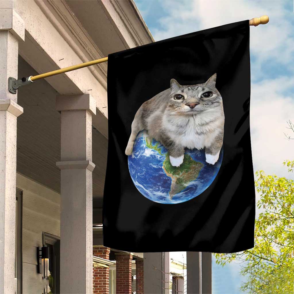 Earth Cat Silly Cat Meme Garden Flag TS10 Print Your Wear