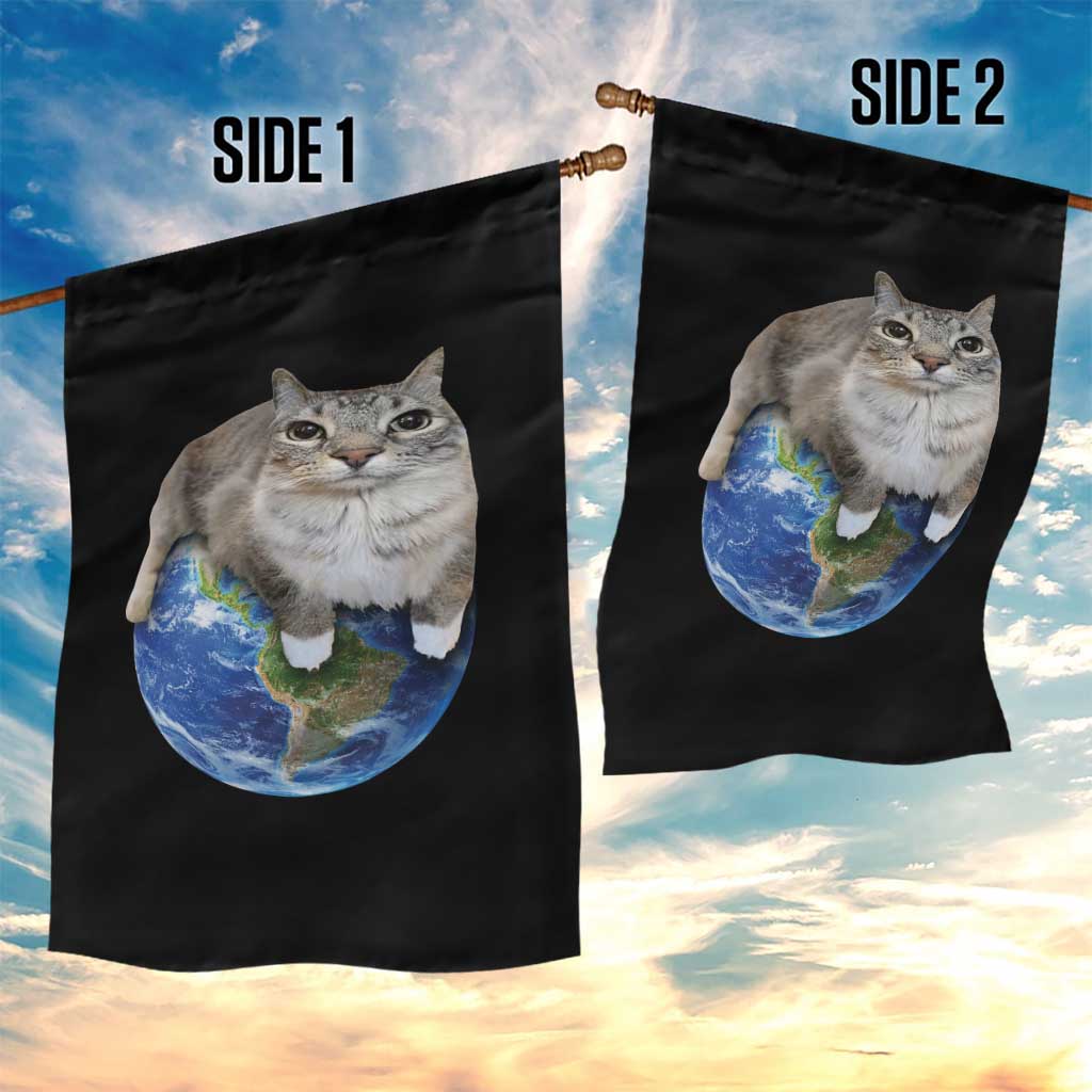 Earth Cat Silly Cat Meme Garden Flag TS10 Print Your Wear
