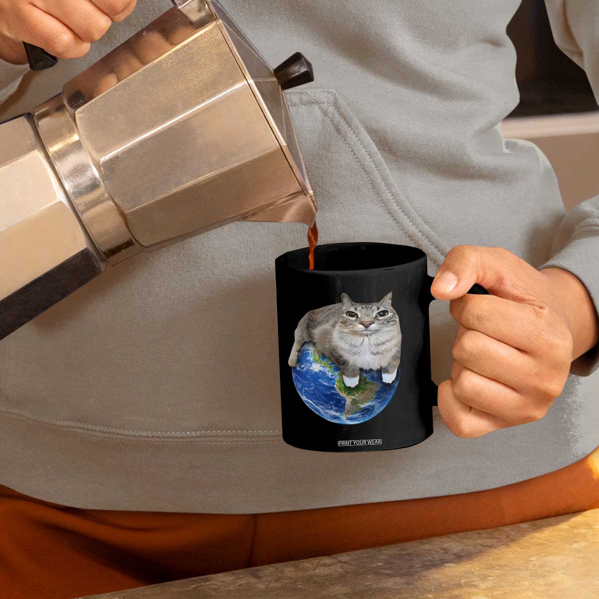 Earth Cat Silly Cat Meme Coffee Mug TS10 Print Your Wear