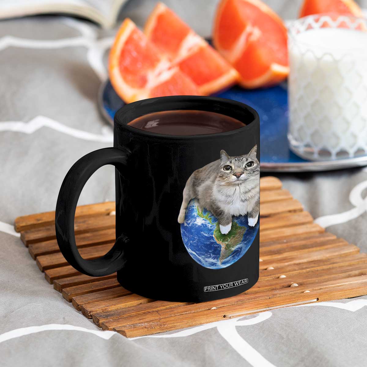 Earth Cat Silly Cat Meme Coffee Mug TS10 Print Your Wear