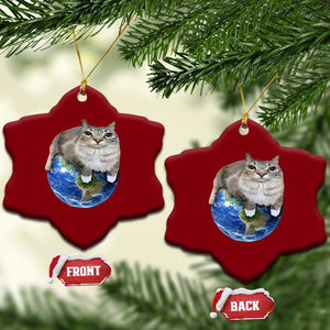 Earth Cat Silly Cat Meme Ceramic Ornament TS10 Print Your Wear