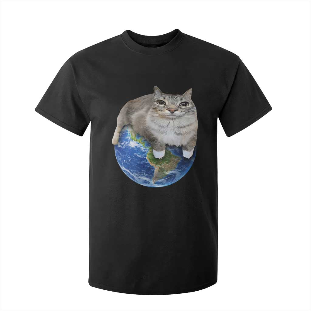 Earth Cat Silly Cat Meme T Shirt For Kid TS10 Black Print Your Wear
