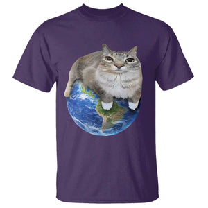 Earth Cat Silly Cat Meme T Shirt TS10 Purple Print Your Wear