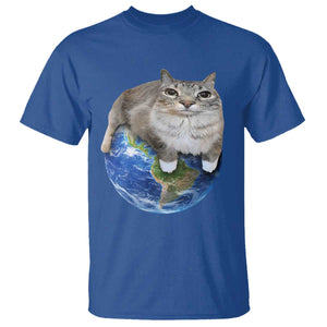 Earth Cat Silly Cat Meme T Shirt TS10 Royal Blue Print Your Wear
