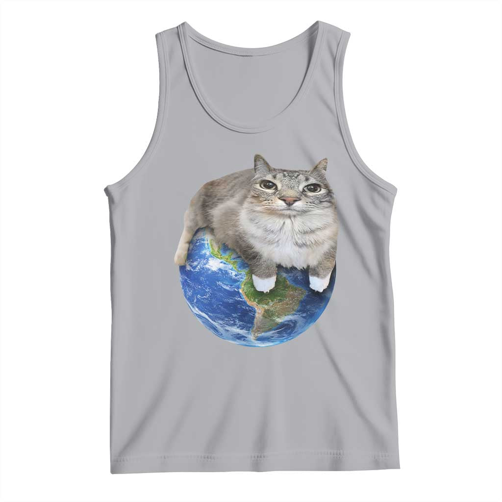 Earth Cat Silly Cat Meme Tank Top TS10 Athletic Heather Print Your Wear