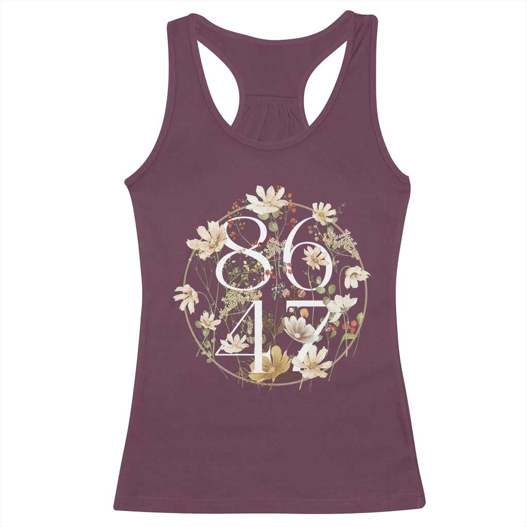 Retro 8647 Racerback Tank Top Subtle FDT Wild Flower Aesthetic TS10 Maroon Print Your Wear