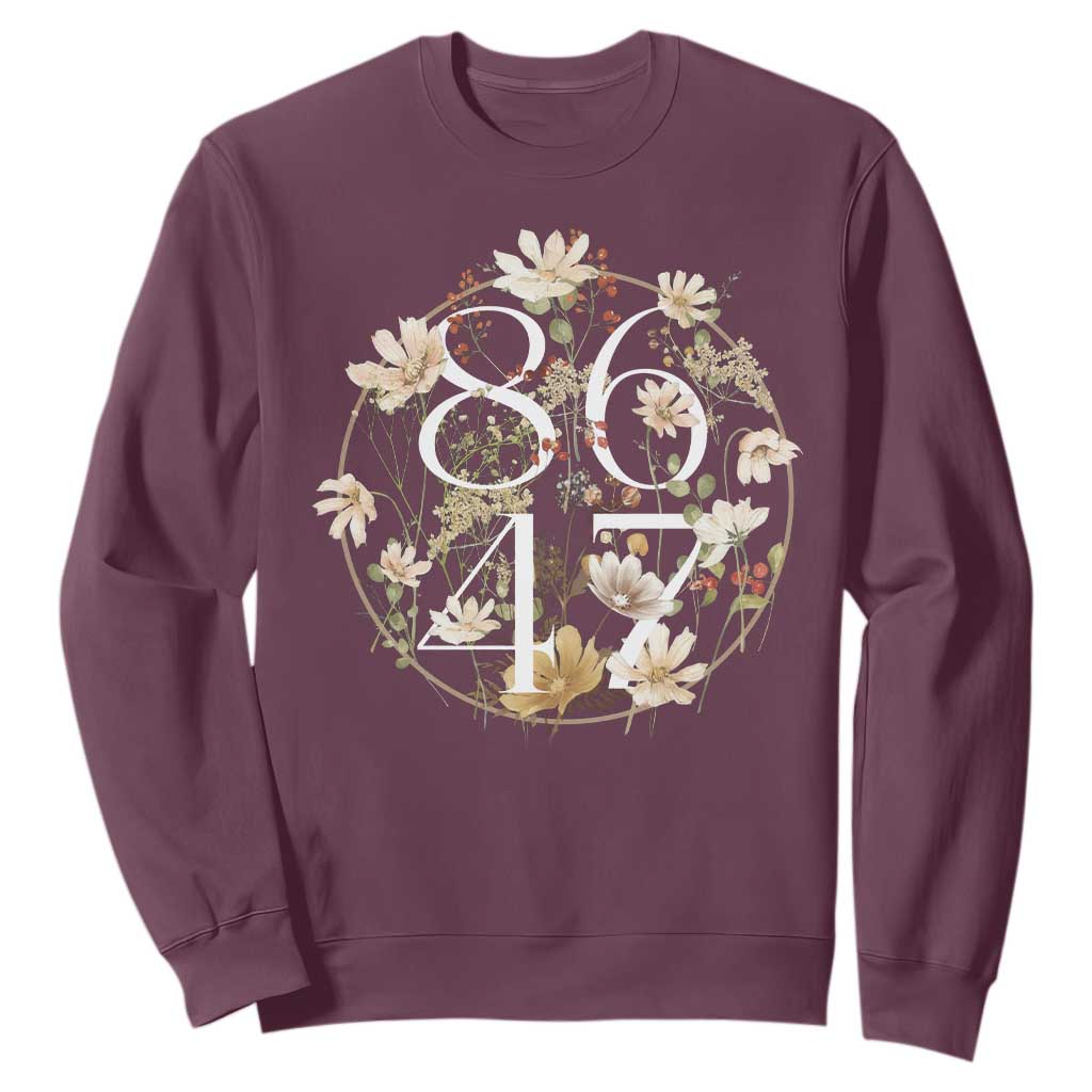Retro 8647 Sweatshirt Subtle FDT Wild Flower Aesthetic TS10 Maroon Print Your Wear