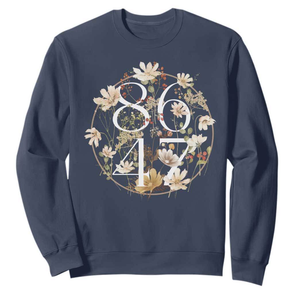 Retro 8647 Sweatshirt Subtle FDT Wild Flower Aesthetic TS10 Navy Print Your Wear