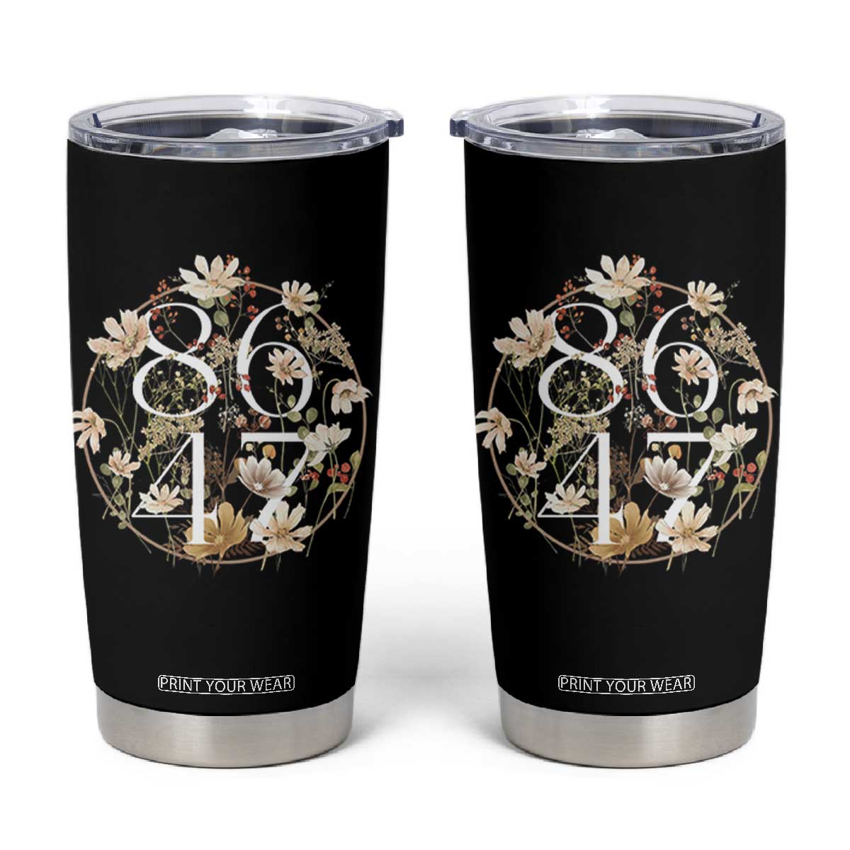 Retro 8647 Tumbler Cup Subtle FDT Wild Flower Aesthetic TS10 Black Print Your Wear