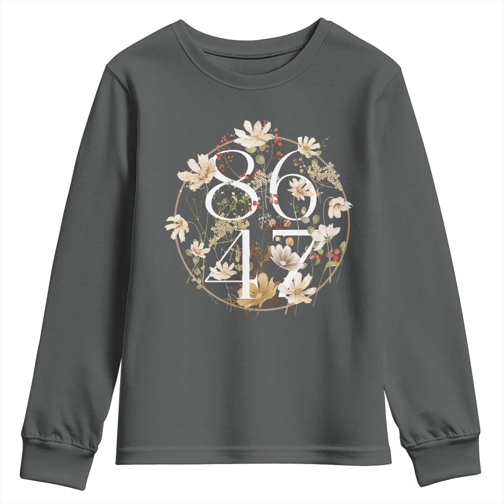 Retro 8647 Youth Sweatshirt Subtle FDT Wild Flower Aesthetic TS10 Dark Heather Print Your Wear