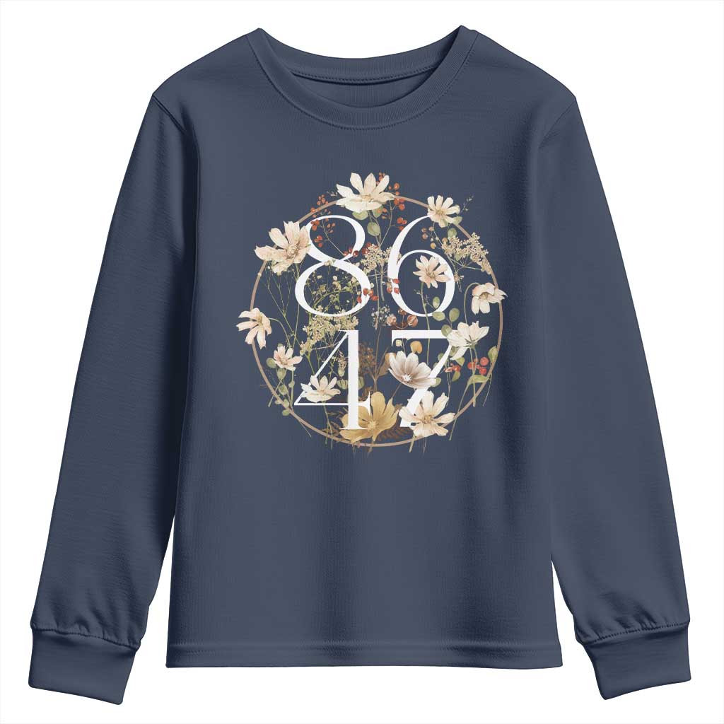 Retro 8647 Youth Sweatshirt Subtle FDT Wild Flower Aesthetic TS10 Navy Print Your Wear