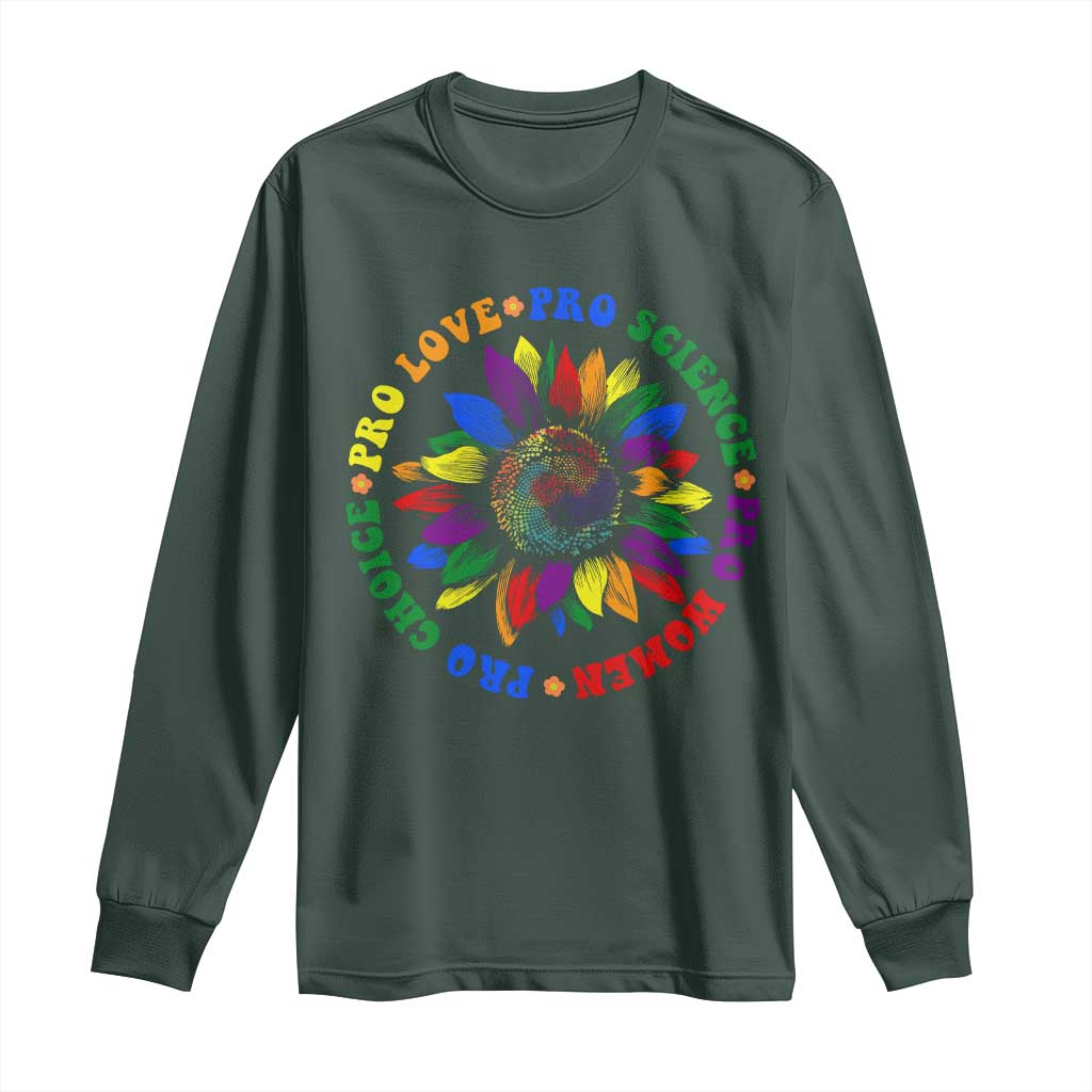 Pro Choice Women Rights Long Sleeve Shirt Equal Rights Multicolored Flowers TS10 Dark Forest Green Print Your Wear