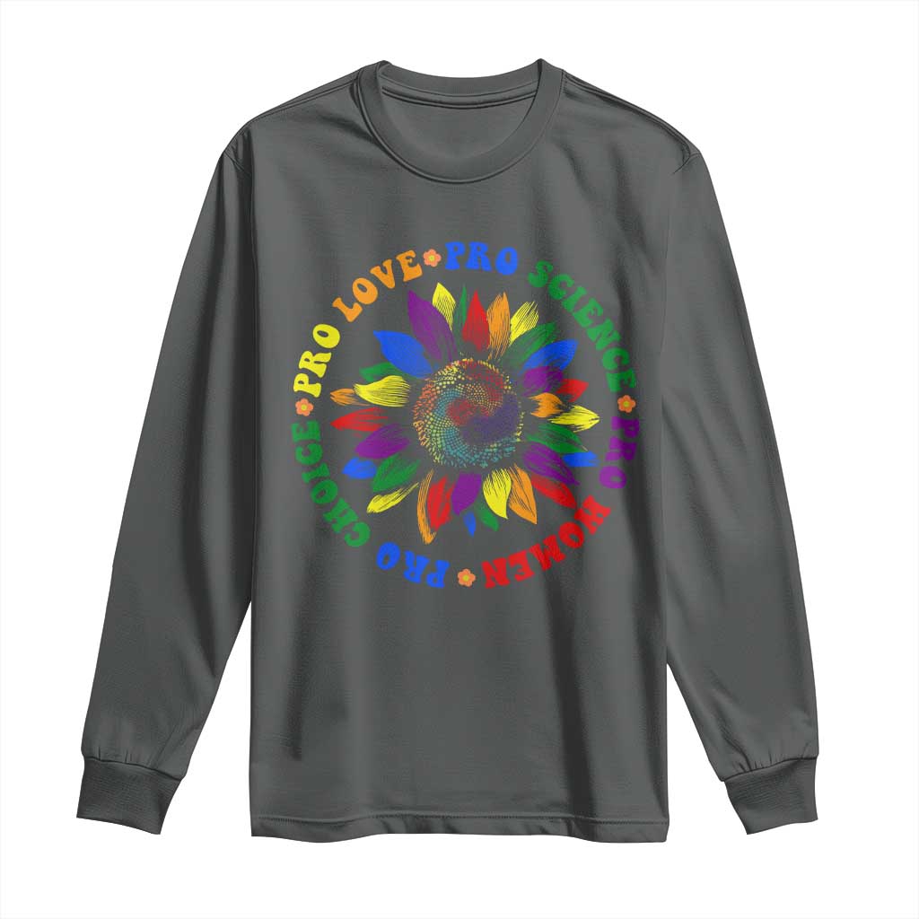 Pro Choice Women Rights Long Sleeve Shirt Equal Rights Multicolored Flowers TS10 Dark Heather Print Your Wear
