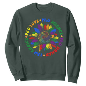 Pro Choice Women Rights Sweatshirt Equal Rights Multicolored Flowers TS10 Dark Forest Green Print Your Wear