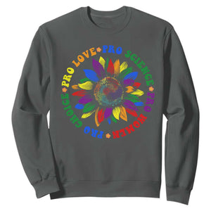 Pro Choice Women Rights Sweatshirt Equal Rights Multicolored Flowers TS10 Dark Heather Print Your Wear
