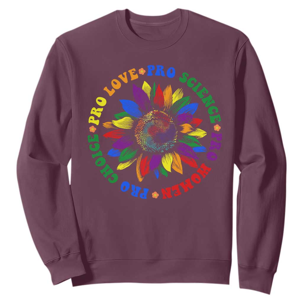 Pro Choice Women Rights Sweatshirt Equal Rights Multicolored Flowers TS10 Maroon Print Your Wear