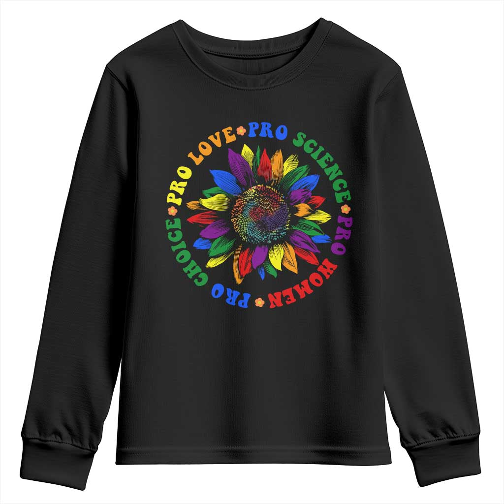 Pro Choice Women Rights Youth Sweatshirt Equal Rights Multicolored Flowers TS10 Black Print Your Wear