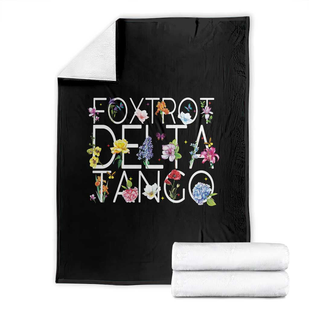 Subtle FDT Floral Throw Blanket Foxtrot Delta Tango Flower Resist TS10 Black Print Your Wear