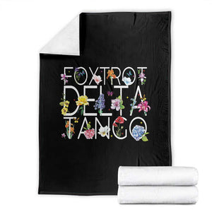 Subtle FDT Floral Throw Blanket Foxtrot Delta Tango Flower Resist TS10 Black Print Your Wear