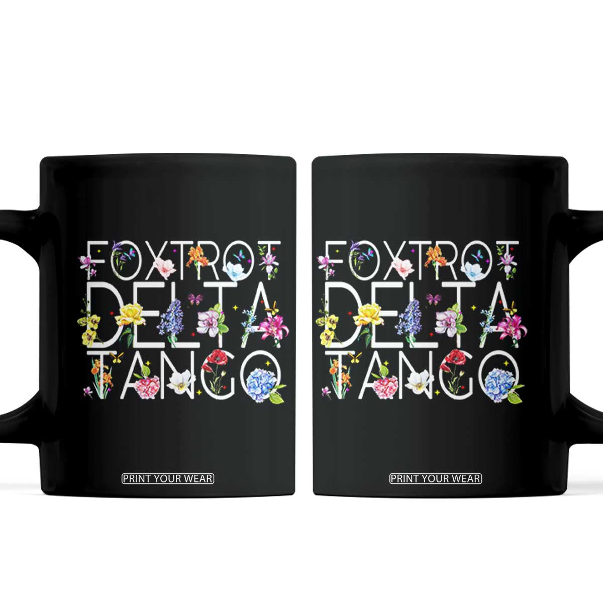Subtle FDT Floral Coffee Mug Foxtrot Delta Tango Flower Resist TS10 Black Print Your Wear