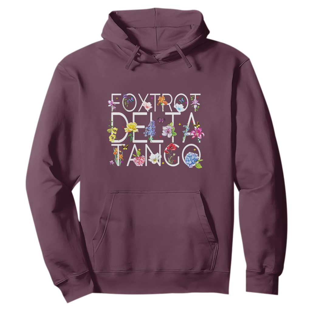 Subtle FDT Floral Hoodie Foxtrot Delta Tango Flower Resist TS10 Maroon Print Your Wear