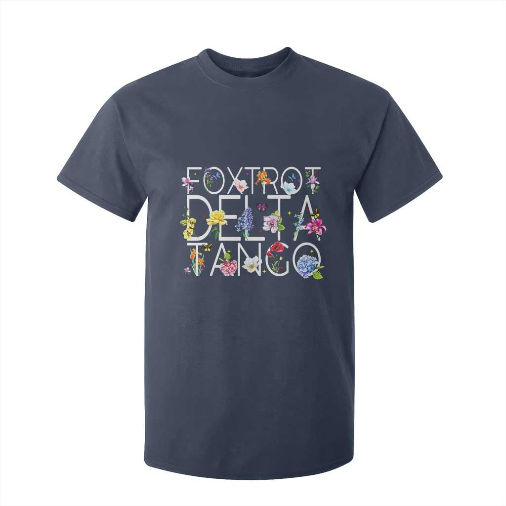 Subtle FDT Floral T Shirt For Kid Foxtrot Delta Tango Flower Resist TS10 Navy Print Your Wear