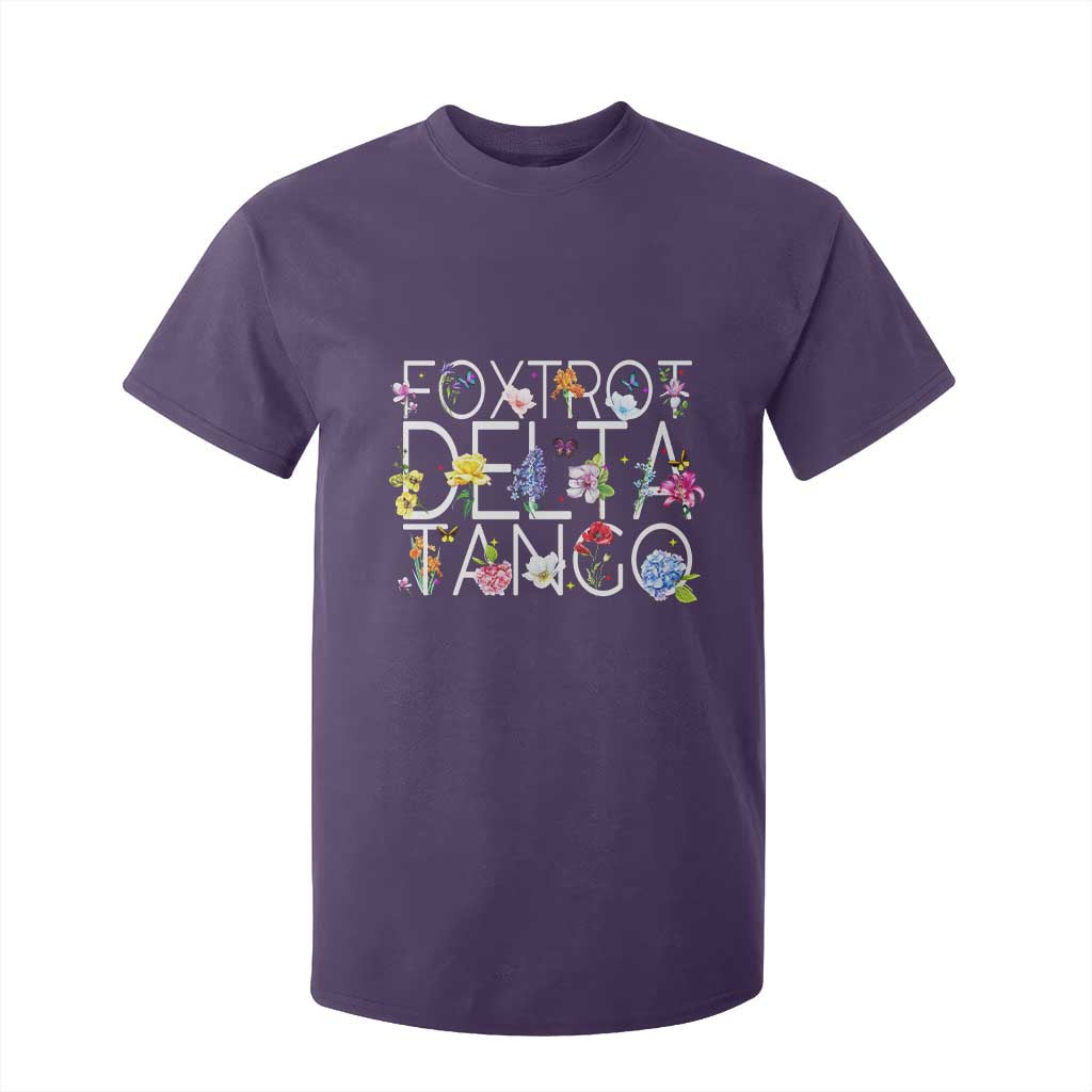 Subtle FDT Floral T Shirt For Kid Foxtrot Delta Tango Flower Resist TS10 Purple Print Your Wear