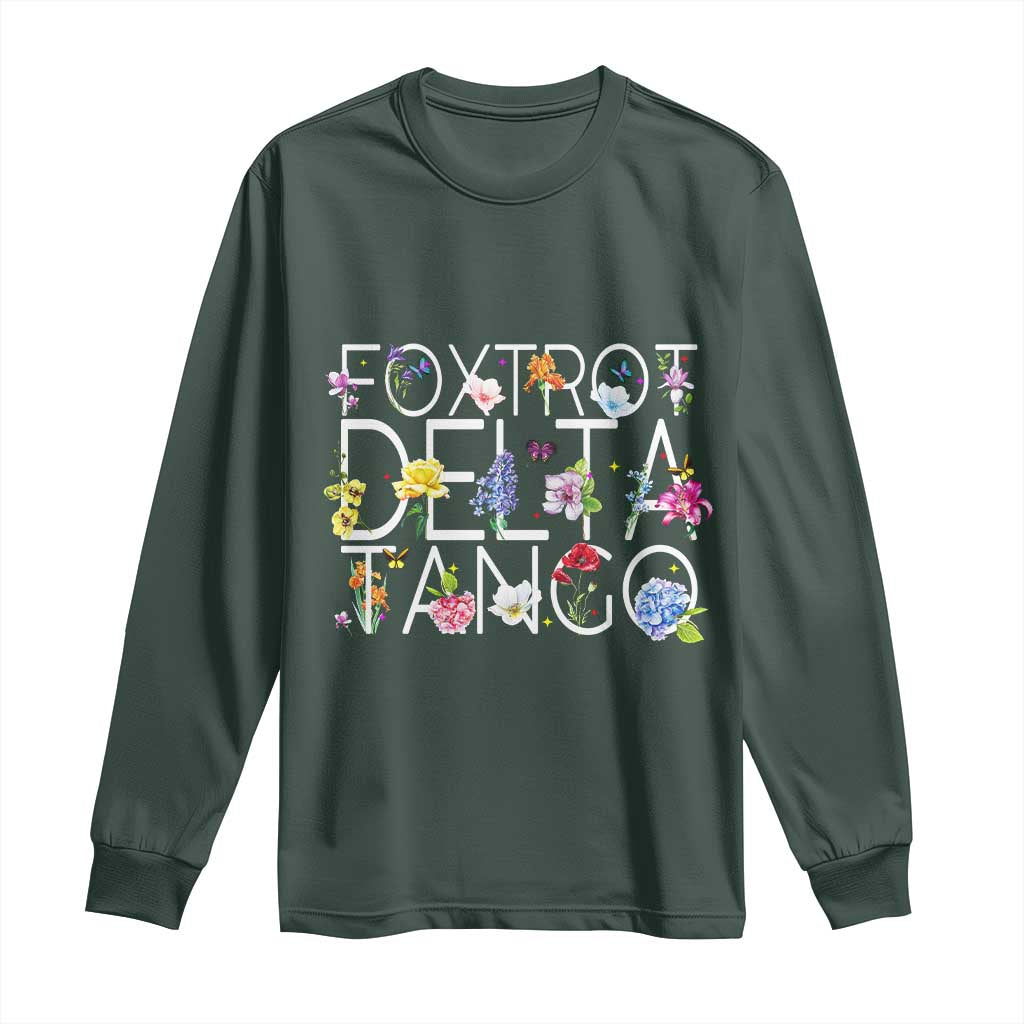 Subtle FDT Floral Long Sleeve Shirt Foxtrot Delta Tango Flower Resist TS10 Dark Forest Green Print Your Wear
