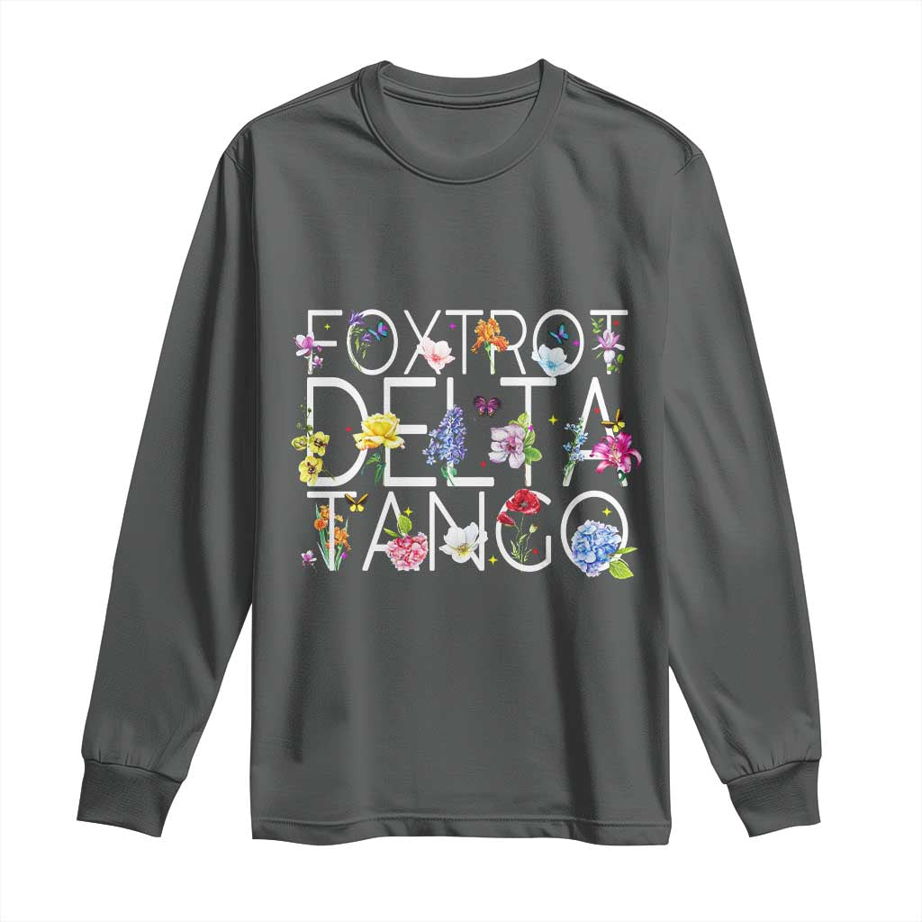 Subtle FDT Floral Long Sleeve Shirt Foxtrot Delta Tango Flower Resist TS10 Dark Heather Print Your Wear