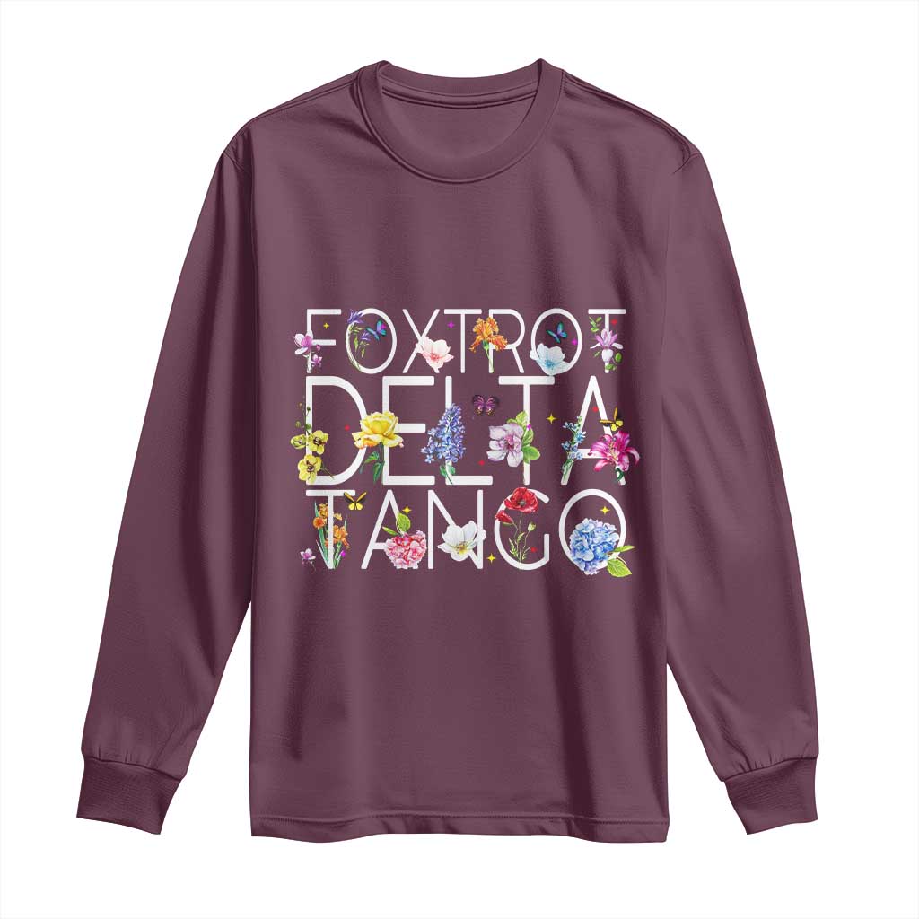 Subtle FDT Floral Long Sleeve Shirt Foxtrot Delta Tango Flower Resist TS10 Maroon Print Your Wear